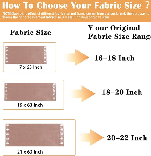Luccov 17" 19" 21" 4 Wide Zero Gravity Chair Replacement Fabric, Repair Cloth with Gravity Chair Replacement Cord