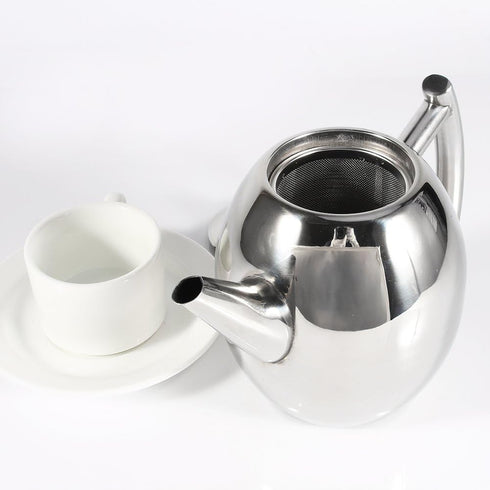 Coffee Tea Pot - Stainless Steel Teapot with Filter, Large Capacity Polished Kettle for Home, Hotel, Cafe (1000ML)