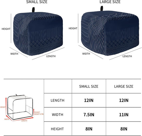 Navy Blue White Geometric Toaster Cover, 4 Slice, Modern Herringbone Abstract Art Cover