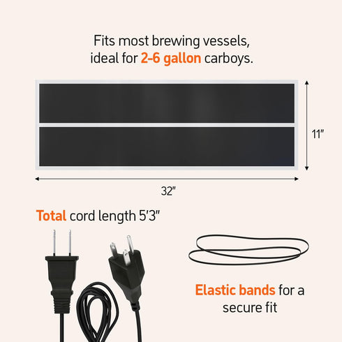 2 8 Fermentation Heater Carboy Warmer - Kombucha Heating Wrap with Thermostat for Temperature Control - Electric Heat