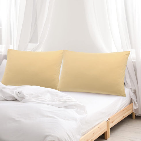 uxcell 2 Pack Pillow Cases Soft 1800 Series Microfiber with Zipper King (20"x36") - Gold