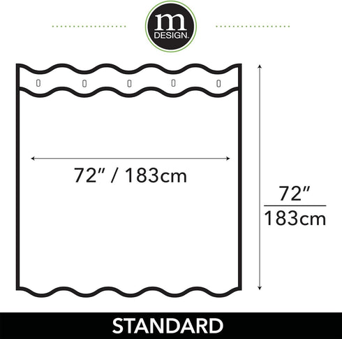 mDesign Fabric Shower Curtain - Geometric Herringbone Chevron Print, 72" x 72", Beige/White, Machine Washable & Water