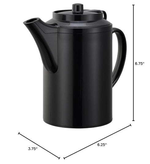 Service Ideas TST612BL Double Wall Teapot with Tether, Plastic, 16 oz., Black