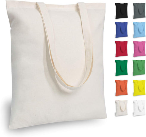 TOPDesign 5 | 12 | 24 | 48 | 192 Pack Economical Cotton Tote Bags, Lightweight Reusable Grocery Shopping Bags