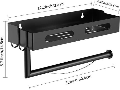 2 Paper Towel Holder Wall Mount for Kitchen, Paper Towel Holder with Shelf for Bathroom, RV Paper Towel Rack, Spice