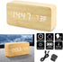 OCT17 Wooden Digital Alarm Clock - Multi-Function LED with USB Power Supply, Voice Control, Timer