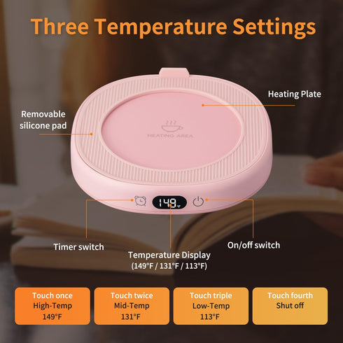 Coffee Mug Warmer & You are Awesome Mug Set, Electric Cup Warmer for Desk with 3 Temperature Settings, 8-Hours Auto