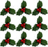 Jinshining 20 Pcs Red and Green Christmas Holly Berries Faux Berry Flowers with