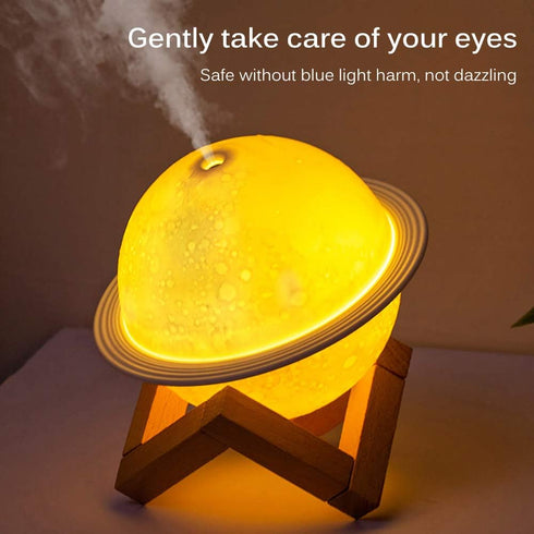 Moon Lamp Humidifier, 2 in 1 Night Light & Humidifier with USB Recharge, 3 Colors 3D LED Moon Light with Stand,