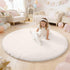 OLANLY Ivory Round Rugs for Bedroom - Machine Washable, 4 ft Circle