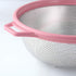 Large Stainless Steel Colander with Handle and Legs, Pink Strainer for Pasta, Veggies, Fruits, 5-quart Kitchen Mesh