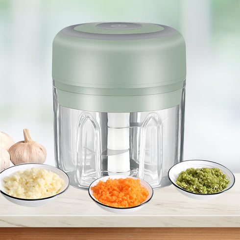 Mini Electric Food Processor and Garlic Chopper - 250ML, USB Charging, 3 Blades for Chopping Vegetables, Garlic, Meat