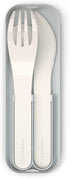 MONBENTO - Cutlery Set for Lunch Box MB Pocket Natural - 3 Pieces Fork Knife Spoon - Flatware Set for Work/School Lunch Packing - Biodegradable Plastic - Cream by monbento