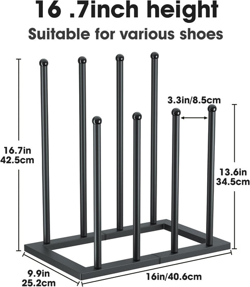 4 (Black-4 Urban Deco Free Standing Shoe Racks, Boot Organizer for Tall Boots, Black Metal Boot Rack Fit for Pairs