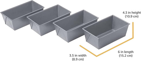 Chicago Metallic Commercial II Non-Stick Mini Loaf Pans, Gray, 5-3/4 by 3-1/4 by 2-1/4-Inch, 4 Count