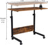 HomVent Brown-31.5" Wx15.7 Adjustable TV Tray Table Rolling Sofa Side Snack Table with Wheels Portable C-Shape Dinner