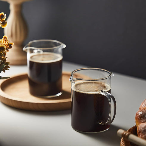 Leinuosen 2 Pcs Elegant Glass Pitcher, Creamer Pitcher, Tea Pitcher, Coffee Milk Frothing Jug (Simple Style, 250ml)