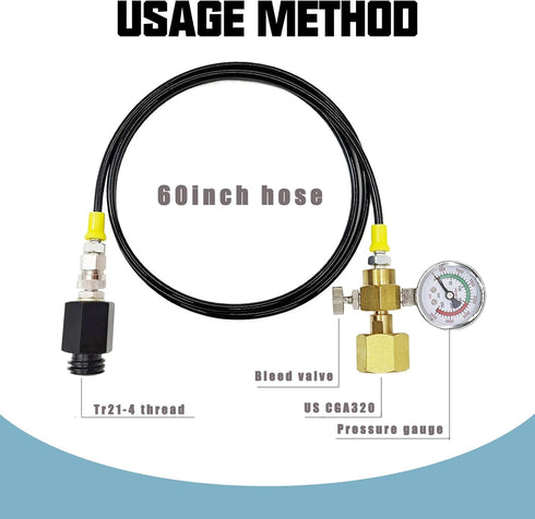 Soda Maker CO2 Tanks Adapter Hose with Big Pressure Gauge, Compatible with Fizzi Onetouch Jet Aqua Fizz Blue Cylinder