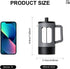 YOLIFE 12oz French Press Coffee Maker 1 Cup, Heat-resistant Borosilicate Glass, 4-Level Filters, Portable Cold Brew for Travel, Home (Grey and Black) by YOLIFE