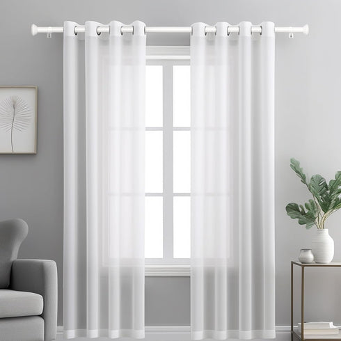 Heavy Duty Curtain Rods for Windows: 1 Inch Adjustable White Curtain Rods for 48 to 84 Inch Windows