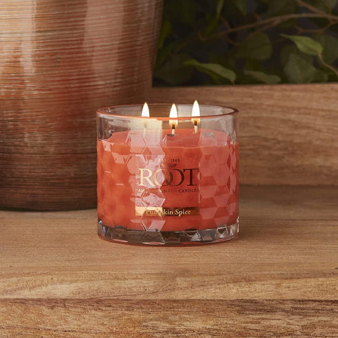 Root Candles 12-Ounce Fall Scented Pumpkin Spice Candle, Premium 3-Wick Handcrafted Beeswax Blend in Honeycomb Glass