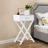 Table(1,White) Giantex Nightstand with Drawer X-Shaped Design Sofa Side Table for Living Room Bedroom Accent Furniture
