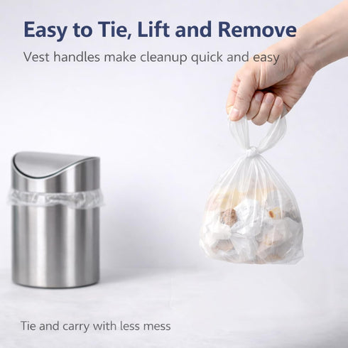 JILLICK 1.6 Liter/0.4 200 Count Countertop, Mini Trash Bags Gal- Tiny Clear Trash Can Liners for Desktop, Makeup