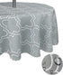 Tektrum 60 inch Round Moroccan Quatrefoil Outdoor Tablecloth with Umbrella Hole, Spill Proof Zippered Table Cover