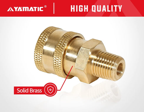 YAMATIC Pressure Washer Fitting, 1/4" Male Npt to 1/4" Socket, Quick Connect Coupler for 5000 PSI Pressure Washer