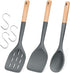Pack of 3 Silicone Spatula - Non Stick Cooking Utensil Set - Wooden Handle Kitchen Turner for Baking
