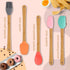 5 Piece Silicone Spatula Set, Mini Rubber Spatula with Wooden Handle, Heat Resistant Kitchen Utensils for Baking