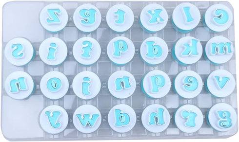 26PCS Cookie Stamp Set, Alphabet Letter and Number Fondant Cutters for DIY Cookie Biscuit Molds