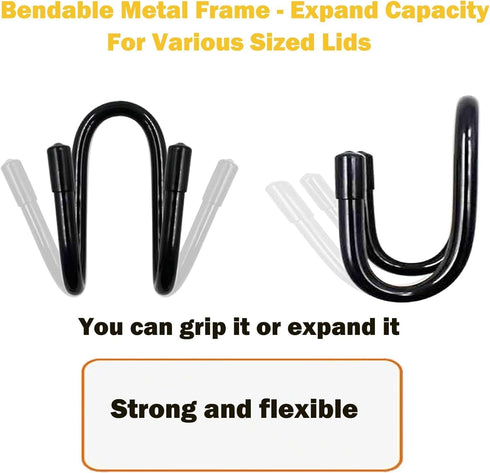 Set of 4 Self Adhesive Pan Pot Lid Holders, Cabinet Door/Wall Mount Storage Organizer for Lids Up to 11 Inches.