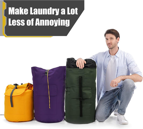 Extra Large Heavy Duty College Laundry Bag, Purple 115L Backpack with Handle and Drawstring Closure