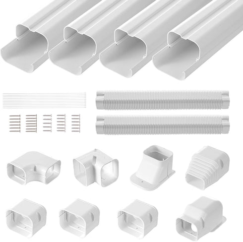 VEVOR Mini Split Line Set Cover, 3-inch W 17.6Ft L, PVC Decorative Pipe Line Cover for Air Conditioner