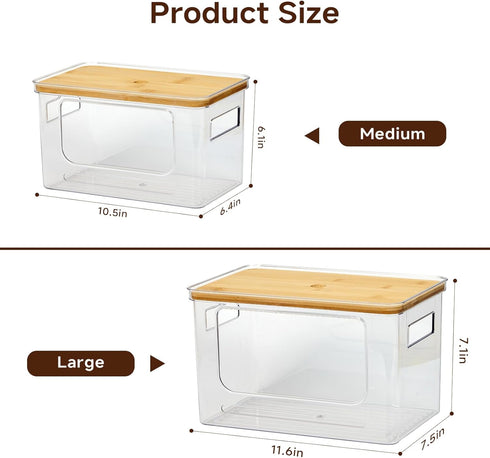 2-Pack Trash Bag Holder,Trash Bag Dispenser with Bamboo Lid, Stackable Acrylic Garbage Bag Dispenser for Under Sink Use