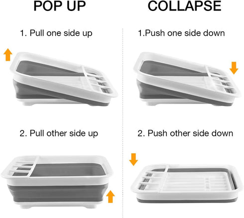 Collapsible Dish Drying Rack, Portable Dinnerware Drainer Organizer for Kitchen, RV Campers, Space Saving Storage Tray