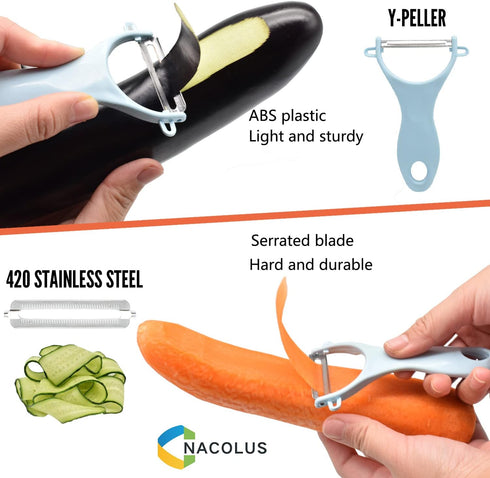 5 in 1 Mandoline Slicer for Kitchen, Blue Vegetable Slicer Multi Blade, Veggie Shredder, Potato Chip Cutter, Julienne