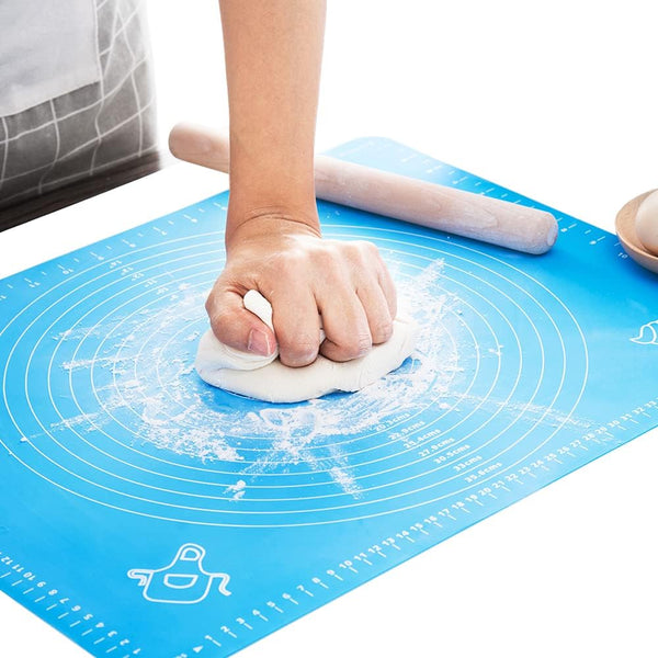 LIMNUO Silicone Baking Mat - Extra Thick Large Non Stick Pastry Mat Sheet for Dough, Blue, M-16''(W)*20''(L)