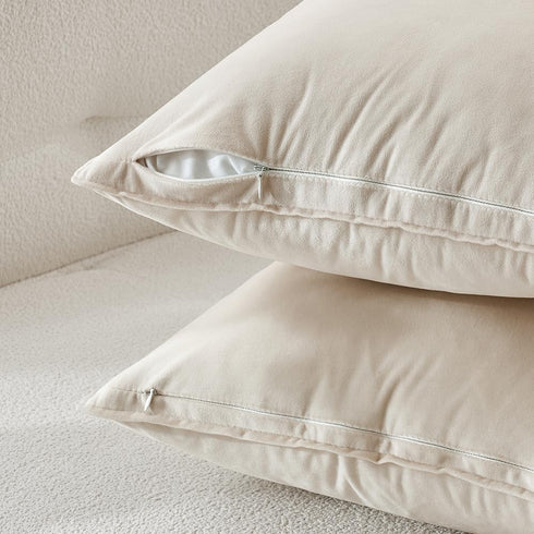 MIULEE Pack of 2 Decorative Velvet Throw Pillow Covers, 20x20 Inch Cream White Cushion Case for Sofa