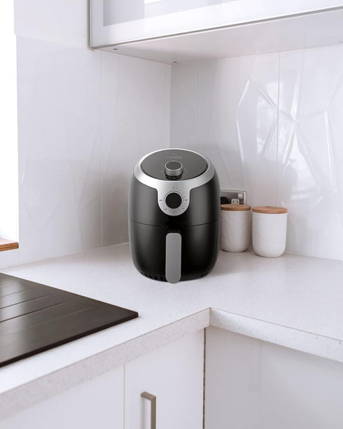 COSMO COS-23AFAKB 2.3 Quart Electric Air Fryer with Temperature Control, Timer, Auto Shut-Off, Non-Stick Tray