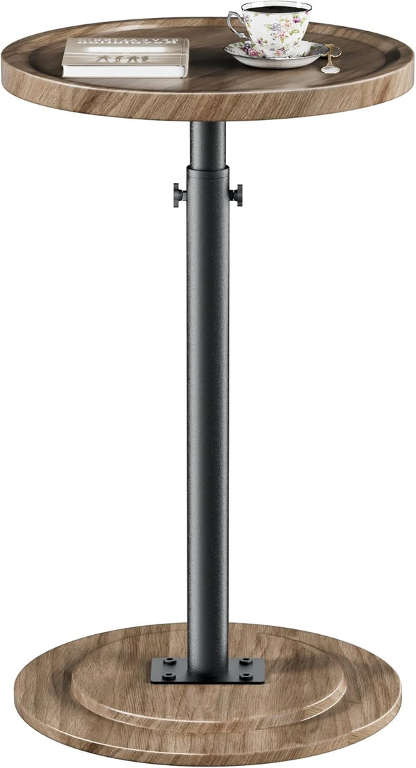 LAKEMID Small Round Side Table,Small Drink Tables,Height Adjustable Round End Table,Cocktail Table