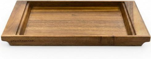 PANDAWOOD Wood Serving Tray - Large Acacia Wooden Tray for Coffee Table