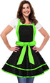 Cute Lovely Retro Aprons for Women, Vintage 50s Black Green Cooking Kitchen Ruffle Apron for Housewife Gift