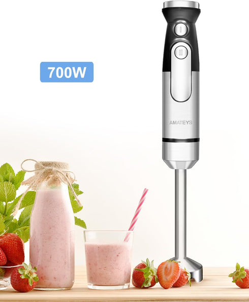 Handheld Immersion Blender, 700W Mixer with Variable Speeds, Multi-function Stainless Steel Electric Kitchen Blender