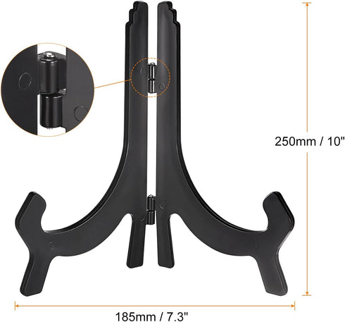 uxcell 10" Easel Plate Holder, Plastic Folding Display Stand Black for Decorative Picture Frame