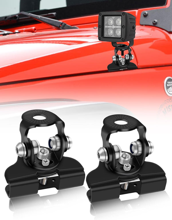 Led Hood Light Mounts - Universal Light Bar Mounting Brackets, Black Stainless Steel Clamp