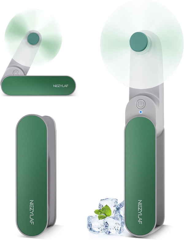 Nezylaf Handheld Mini Fan, 2 Speeds Rechargeable Travel Fan, Portable USB Pocket Fan for Women, Outdoor Essentials