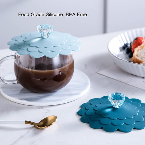 Set of 6 Extra Large Silicone Cup Lids, Universal Camping Mug Covers, Assorted Colors