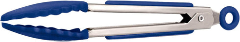 Tovolo Mini Silicone Easy-Grip Tongs, Non-Slip Handle, Blue, 8.25 Inches